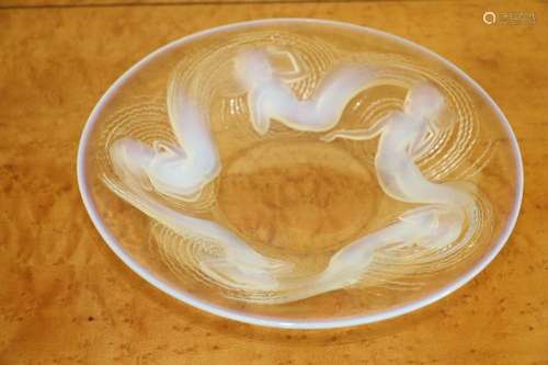 LALIQUE, "ONDINES" MERMAID BOWL H 2.5", DIA 1...