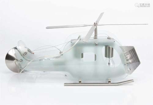 MODERN GLASS AND STEEL HELICOPTER HANGING LIGHT H 13" W...