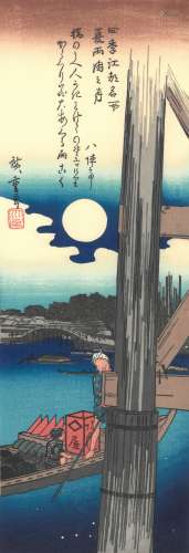 歌川广重  两国之月 木刻版画