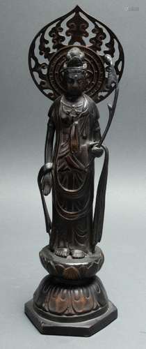 CHINESE BRONZE FIGURE, 20TH C, H 15", W 5", STANDI...