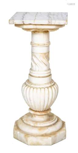 CARVED MARBLE PEDESTAL, H 28", W 12"