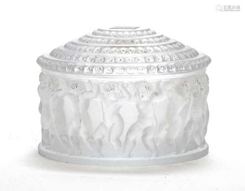 LALIQUE, FRANCE, CRYSTAL POWDER BOX DIA 4"