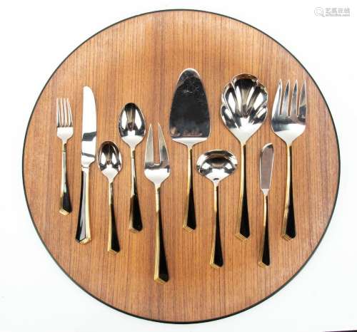 YAMAZAKI/PATRICK STAINLESS FLATWARE, ROMONA, BLACK & GOL...