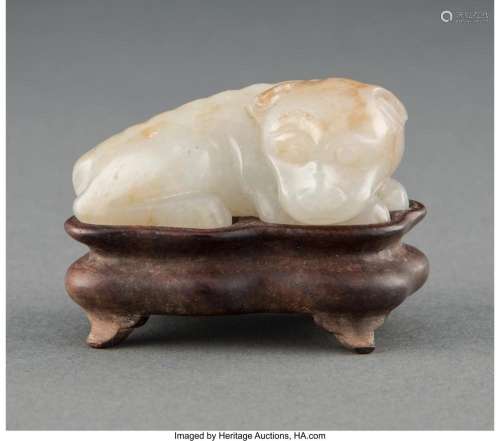 A Chinese Carved White Jade Beast, Qing Dynasty 0-7/8 x 2 x ...