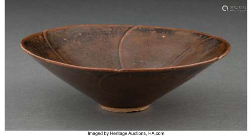 A Chinese Russet Glazed Mallow-Form Bowl, Song Dynasty 1-3/4...