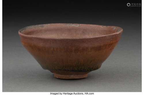 A Chinese Jian Hare's Fur Tea Bowl 2-1/4 x 5 x 4-7/8 inc...