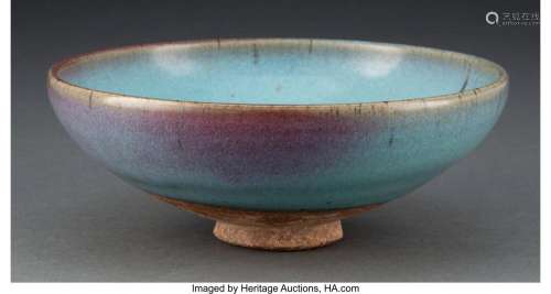 A Chinese Unglazed Jun Ware Bowl, Yuan Dynasty 2-7/8 x 7-1/2...