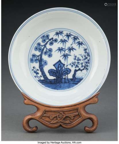 A Chinese Blue and White Three Friends Dish, Qing Dynasty Ma...