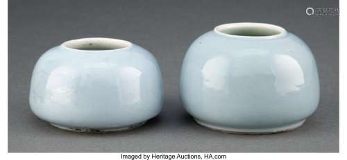 Two Chinese Clair de Lune Porcelain Water Pots Marks: six-ch...
