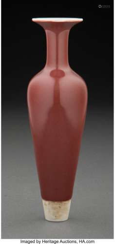 A Chinese Peachbloom-Glazed Porcelain Liuyezun Vase, 19th ce...