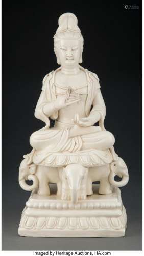 A Chinese Blanc de Chine Guanyin Marks: effaced mark to reve...