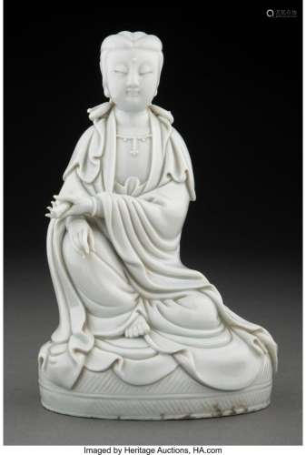 A Chinese Blanc de Chine Guanyin, 19th century 7-1/2 x 3-1/2...