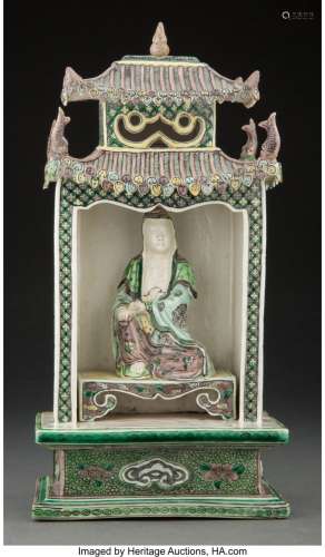 A Chinese Famille Verte Guanyin Shrine, Qing Dynasty 11-3/4 ...