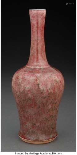 A Chinese Peachbloom-Glazed Porcelain Vase 9-1/8 x 3-5/8 inc...