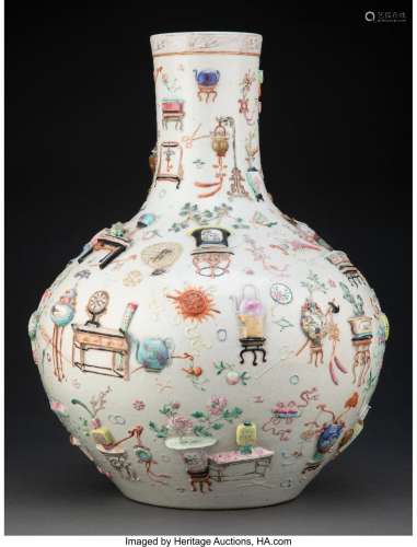 A Chinese Famille Rose One Hundred Antiques Vase, 19th centu...