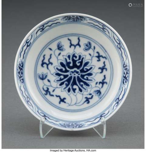 A Chinese Blue and White Dish Marks: six-character Guangxu m...