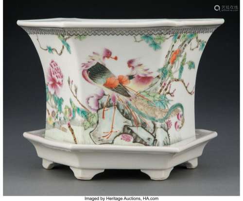 A Chinese Enameled Porcelain Planter, late Qing Dynasty Mark...