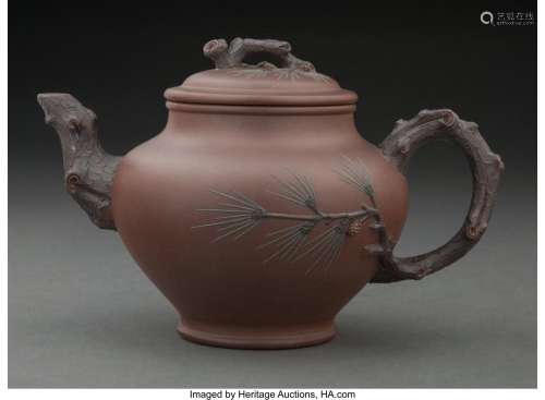 A Chinese Yixing Pottery Teapot Marks: three-character Zhu K...