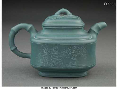 A Chinese Yixing Pottery Teapot Marks: four-character Manxi ...