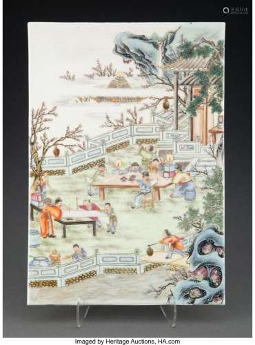 A Chinese Enameled Porcelain Plaque, Republic Period 13 x 9 ...