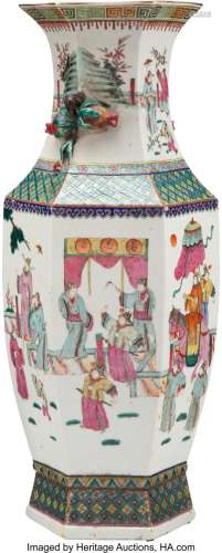 A Chinese Enameled Porcelain Vase 23 x 11 inches (58.4 x 27....