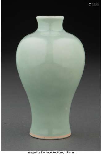 A Chinese Celadon Glazed Meiping Vase Marks: four-character ...