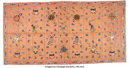 A Chinese Embroidered Silk Altar Cloth, Qing Dynasty 45-1/4 ...