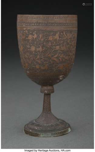 A Southeast Asian Bronze Chalice 6 x 3 x 3 inches (15.2 x 7....