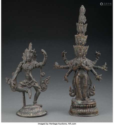 Two Himalayan Bronze Deity Figures 11-3/4 x 6 x 3 inches (29...