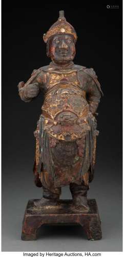 An Unusual Large Chinese Partial Gilt Bronze Figure of Zhou ...