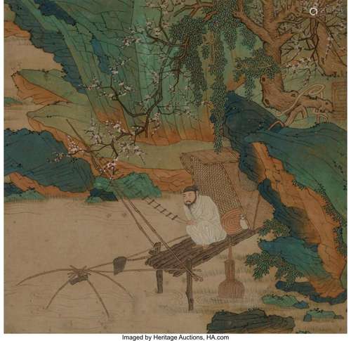 Chinese School (18th/19th Century) Fisherman Ink and color o...