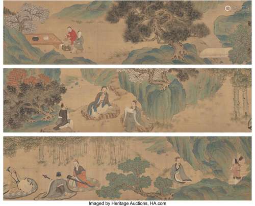 Chinese School (19th Century) Scholars Ink and color on silk...