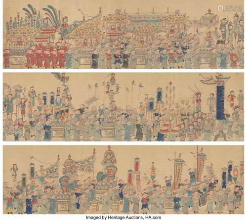 After Qiu Ying (Chinese, 1482-1559) Festival Ink and color o...