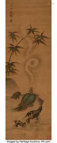 Chinese School (19th Century) Tortoises Ink and color on sil...