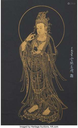 Chinese School (21st Century) Guanyin Ink and color on paper...