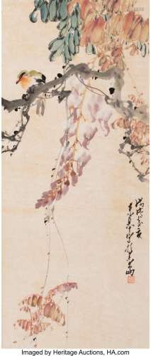 Zhao Shao'ang (Chinese, 1905-1998) Bird on Branch Ink an...