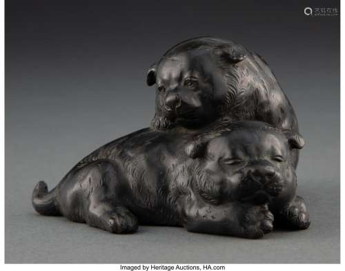 A Japanese Bronze Puppies Figural Group, Meiji Period 2-3/4 ...
