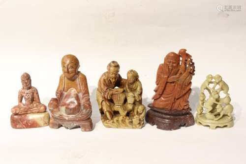 Five Chinese Soapstone Figurines