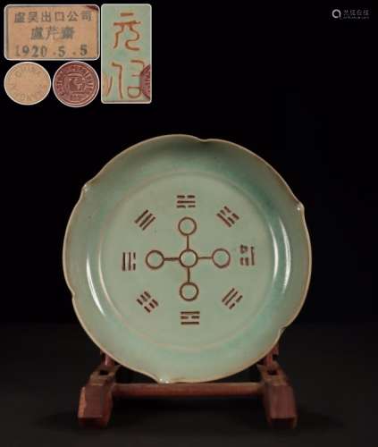 Chinese Glazed Porcelain Plate,MArk