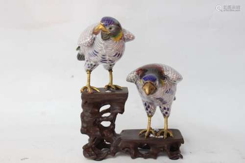 Two Chinese Cloisonne Eagles