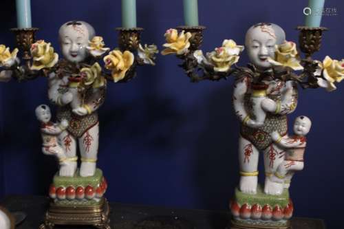 Pair of Chinese Porcelain Candle Stick