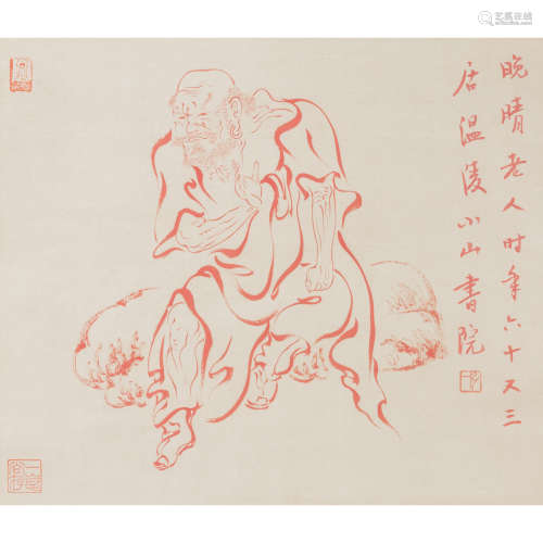 A CHINESE SCROLL PAINTING OF LUOHAN