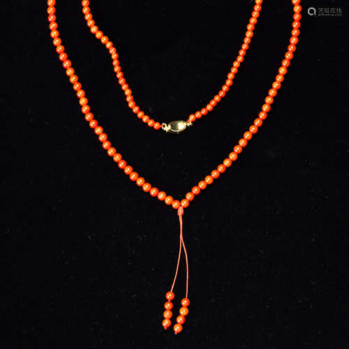 A GROUP OF 2 CORAL NECKLACES, WITH CERTIFICATE