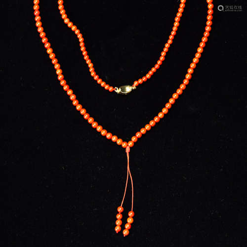 A GROUP OF 2 CORAL NECKLACES, WITH CERTIFICATE