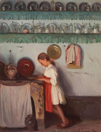 JOSEP TRIADÓ MAYOL (Barcelona, 1870 - 1929)."Interior w...