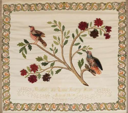 Catalan school of the mid-19th century.Hand-embroidered plaf...