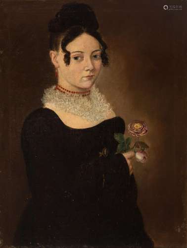 French or Spanish school, ca. 1820."Portrait of a lady....