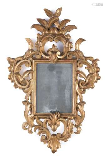 Carlos III style cornucopia mirror, ca. 1840-50.Carved and p...