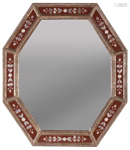 Italian style octagonal mirror, late 19th century.Wood and a...
