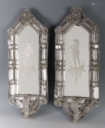 Pair of 18th century Venetian mirrors.Murano glass decorated...